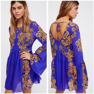 Free People Symphony Slip Dress in Royal Combo